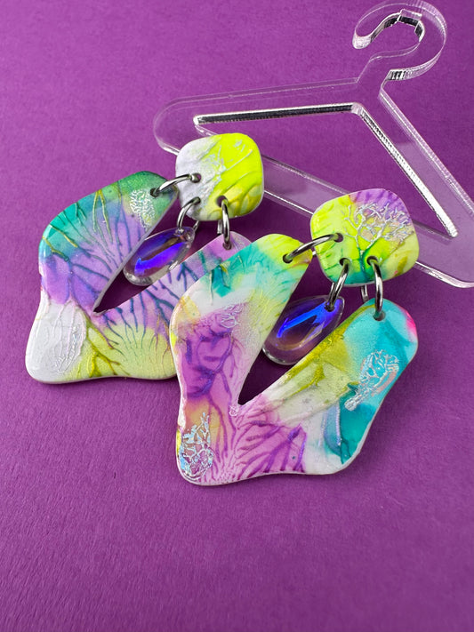 Matisse in Neon Rainbow - Abstract Statement Earrings