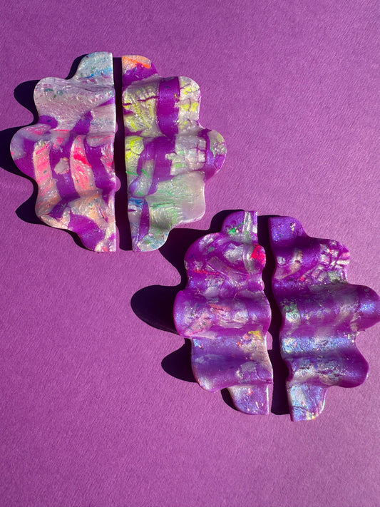 Elira in Purple Neon Rainbow - Statement Earrings