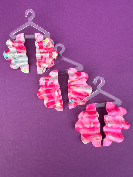 Elira in Neon Pink - Sculpted Statement Earrings