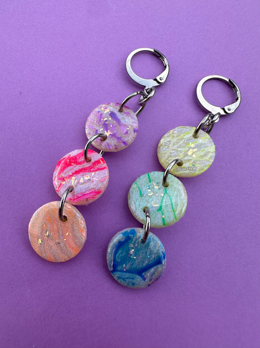 Meg in Neon Rainbow - Handmade Statement Earrings