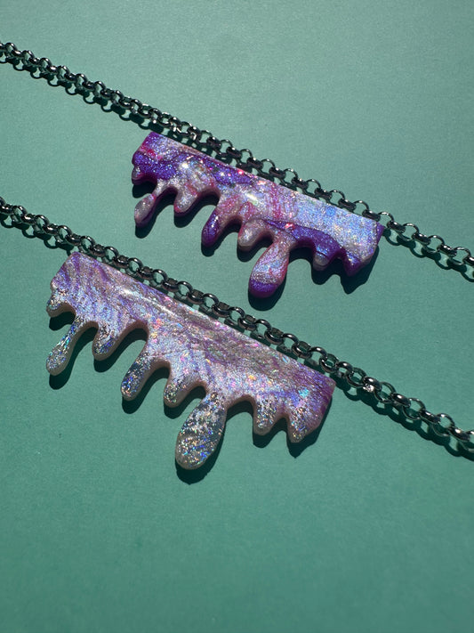 Purple Drippy Neon Rainbow Necklaces
