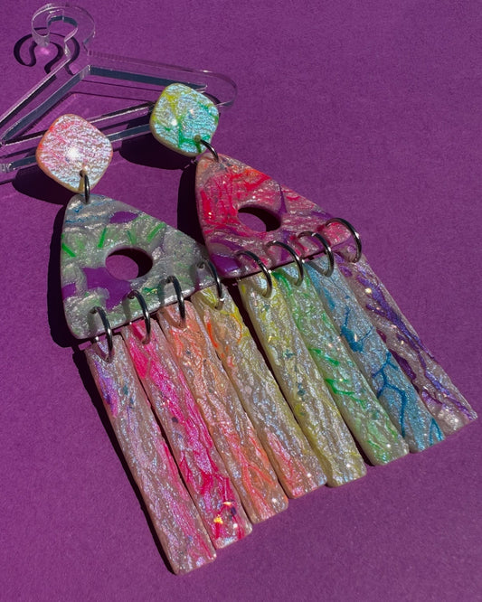 Mila in Neon Rainbow Gradient - Iridescent Statement Earrings