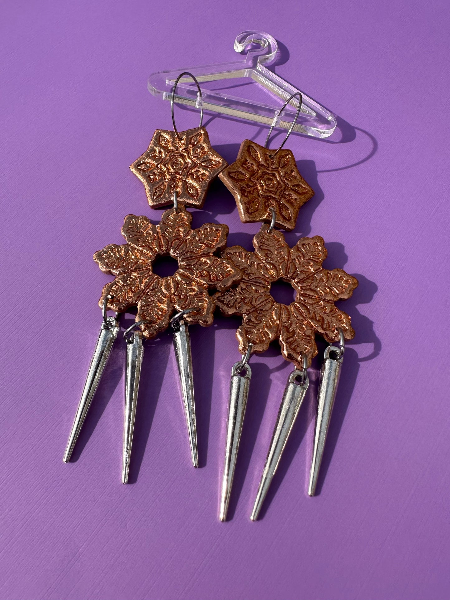Patti in Radiant Copper - Faux Hammered Copper Spike Snowflake