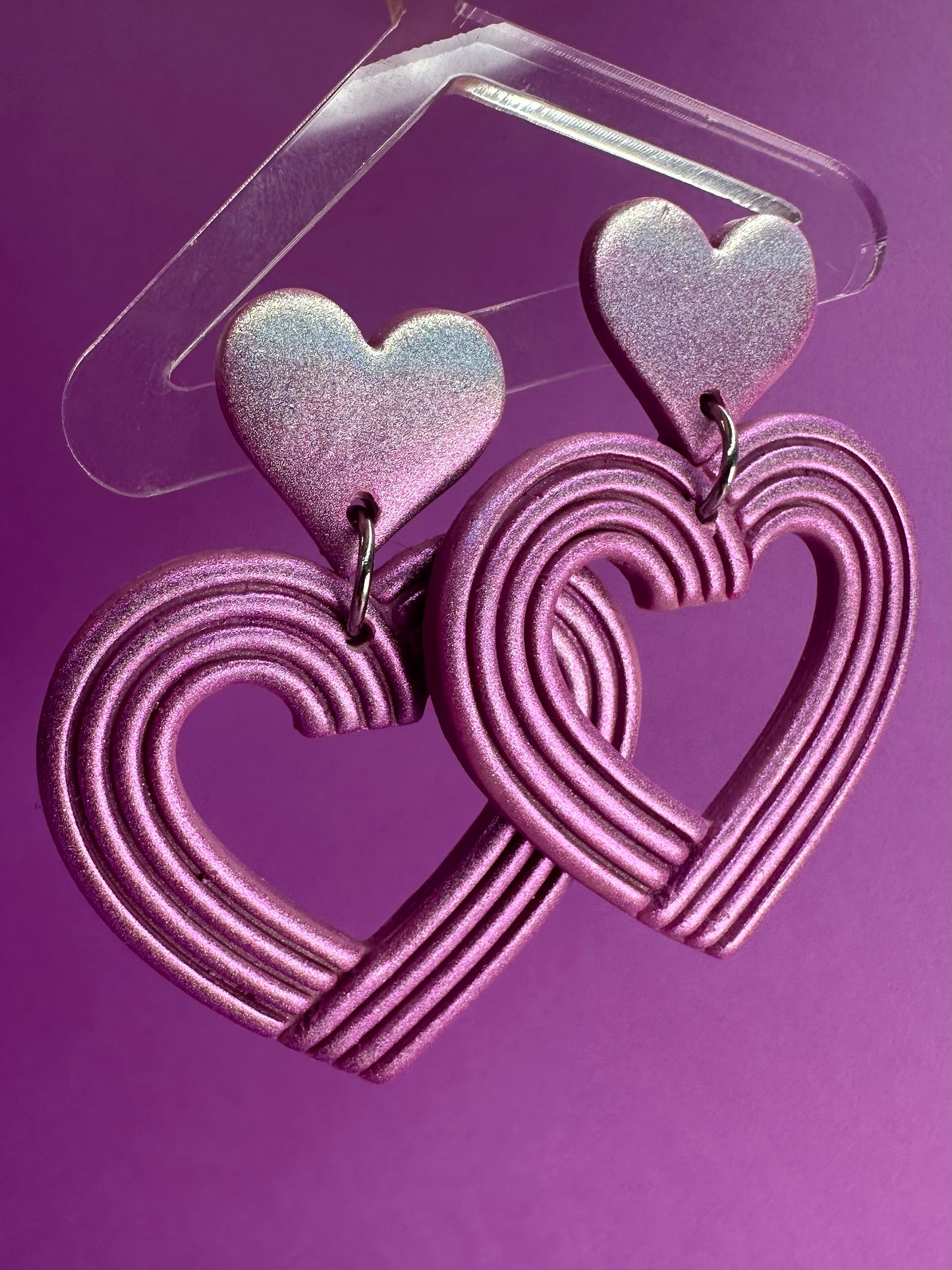 Lydia Deco Heart Chameleon Purple - Statement Earrings