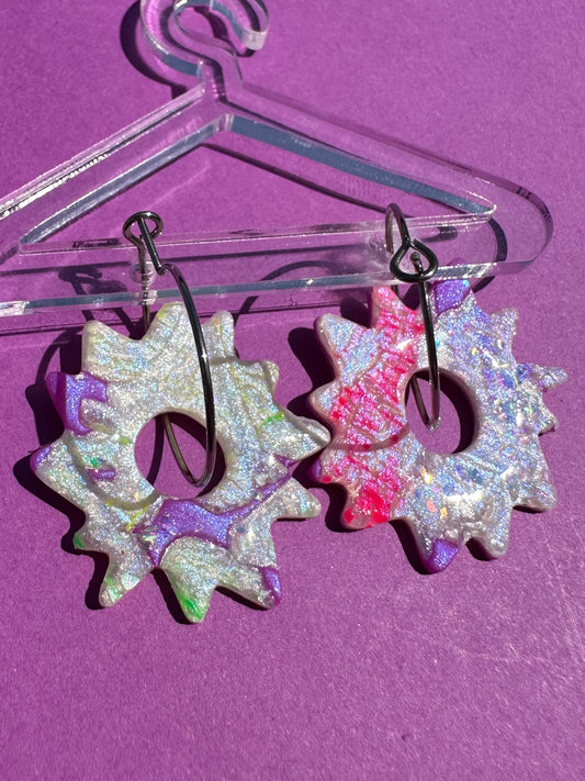 Energy in Neon Rainbow - Statement Hoop Earrings