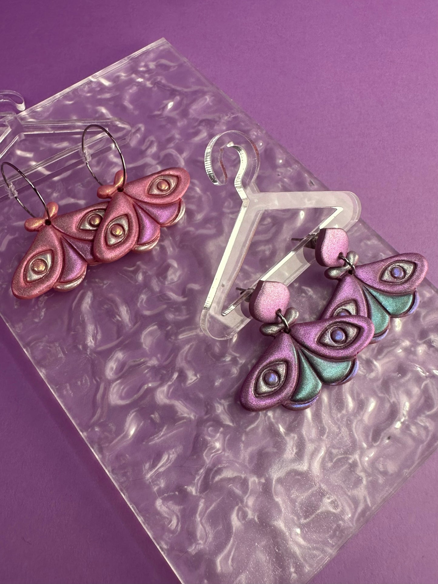 Polyphemus Moth in Holo Chameleon - Stud or Hoop Earrings