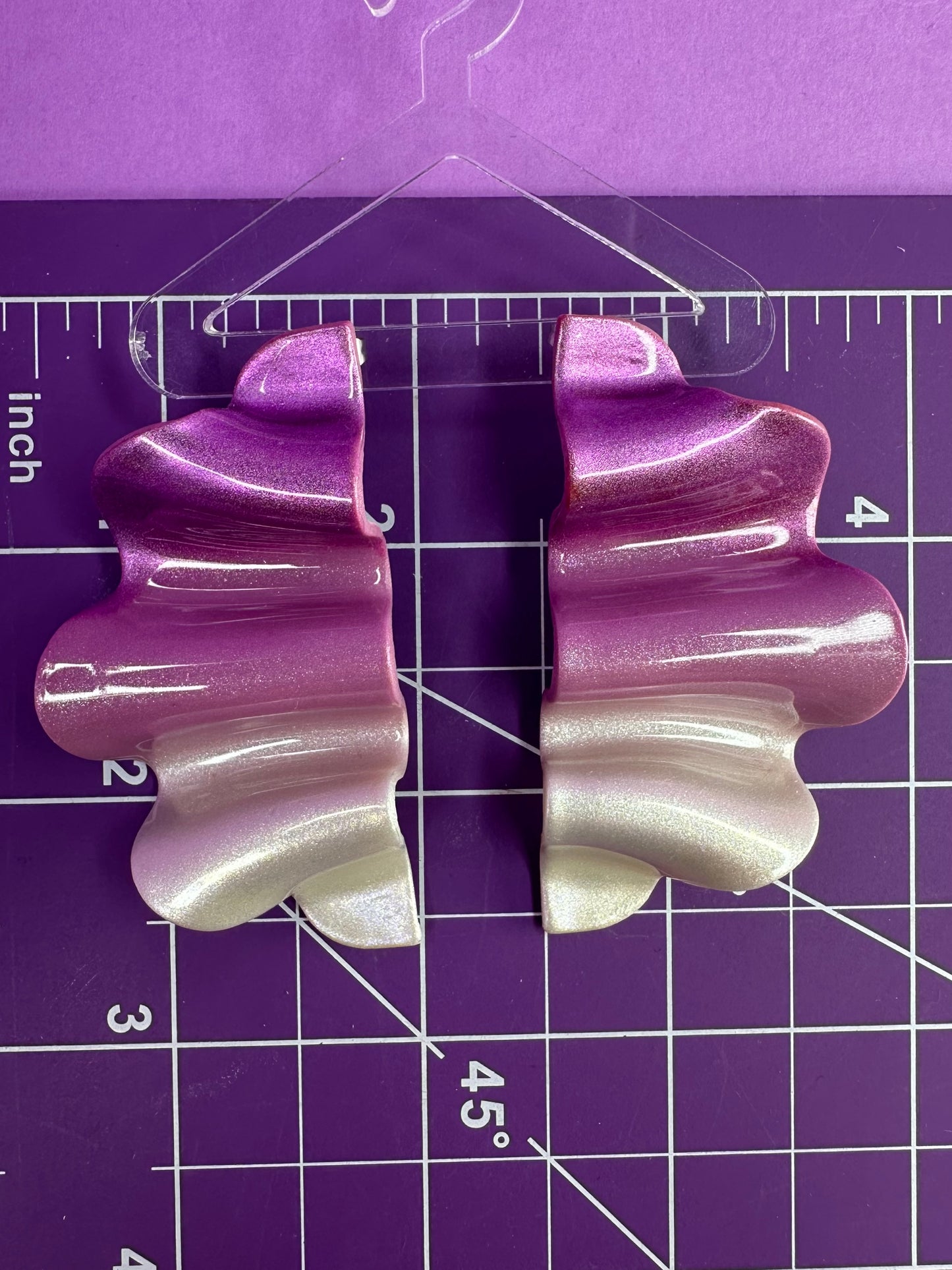 Elira Colorshift Waves  Purple & Pearl Sculpted Statement Earrings