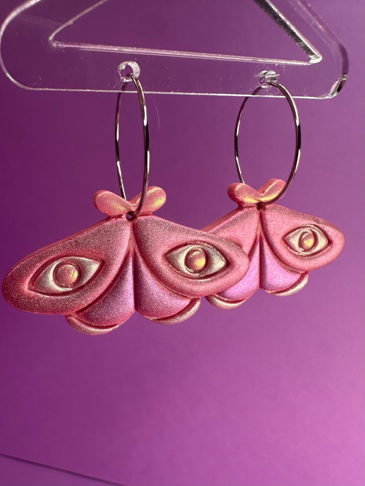 Polyphemus Moth in Holo Chameleon - Stud or Hoop Earrings