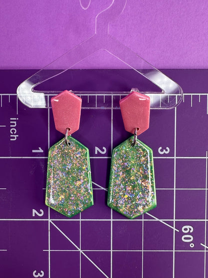 Emerald - Green Goes Good with Pink Statement Earrings