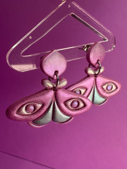 Polyphemus Moth in Holo Chameleon - Stud or Hoop Earrings