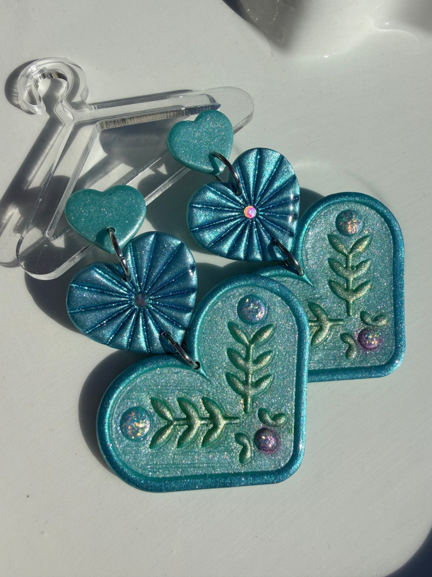 Elise Folk Heart Earrings - Triple Stack