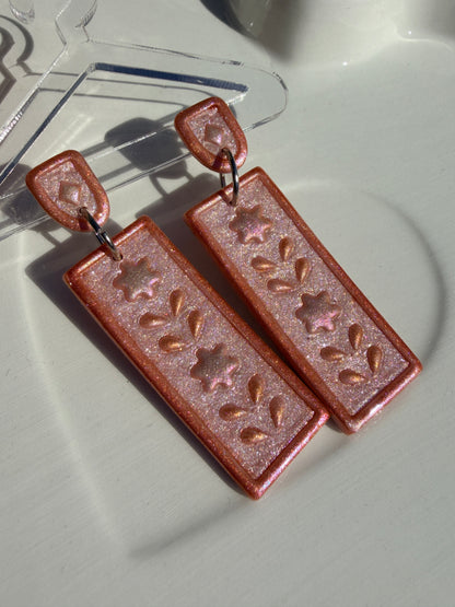 Alice Folk Floral Earrings - Bar in Pink or Blue