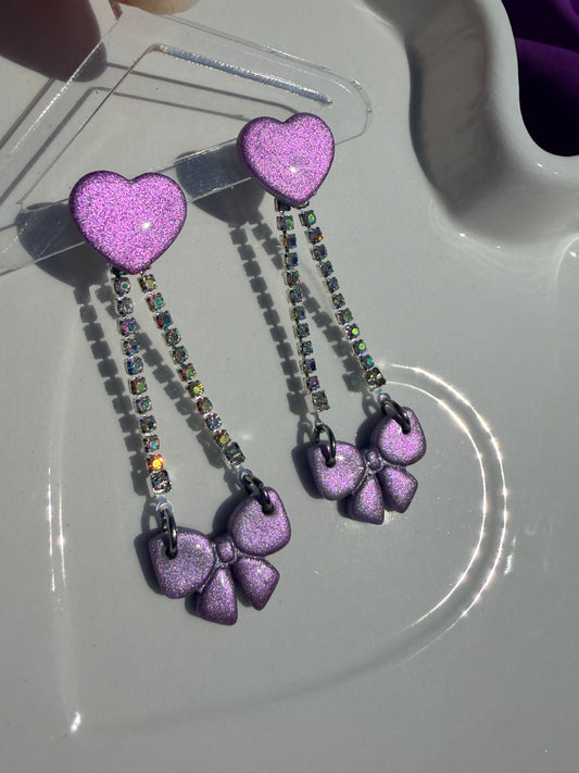 Jules Heart & Bow Rhinestone Earrings