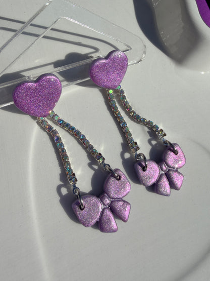 Jules Heart & Bow Rhinestone Earrings
