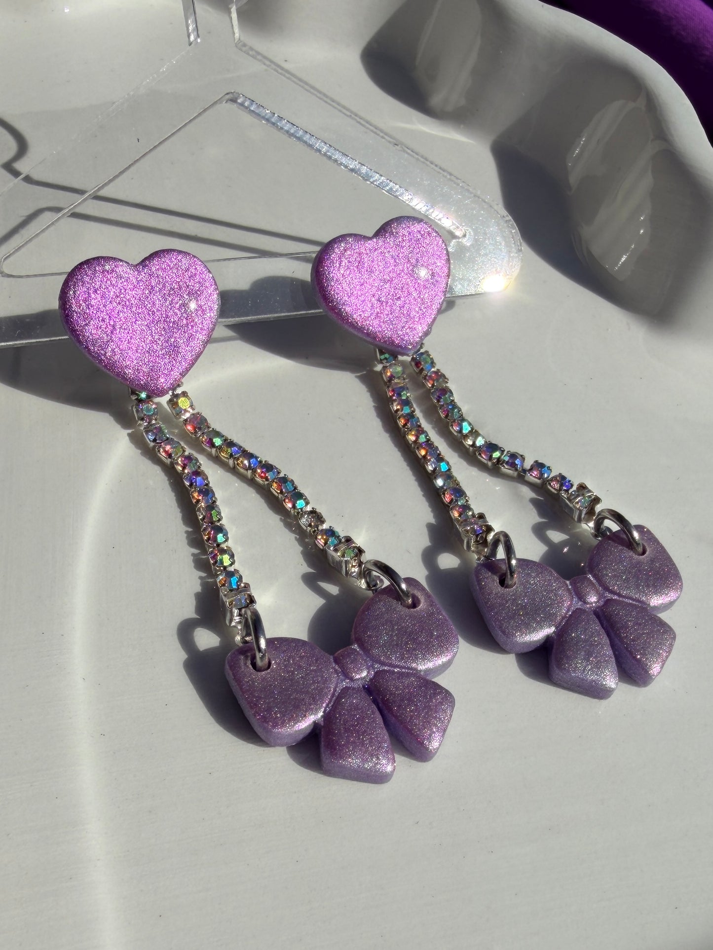 Jules Heart & Bow Rhinestone Earrings