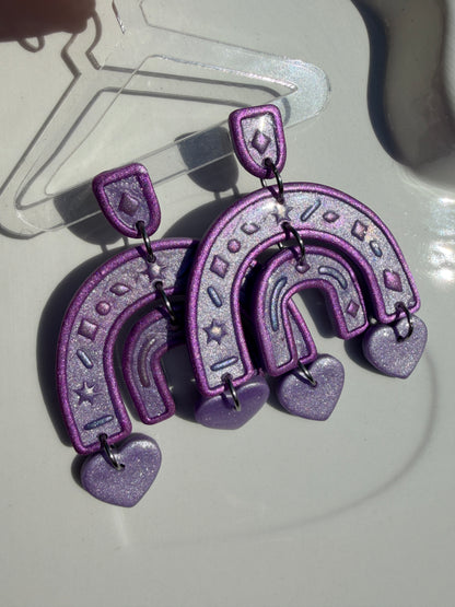Dorthy Folk Arch Rainbow Earrings in Blue, Pink, Purple or Multi