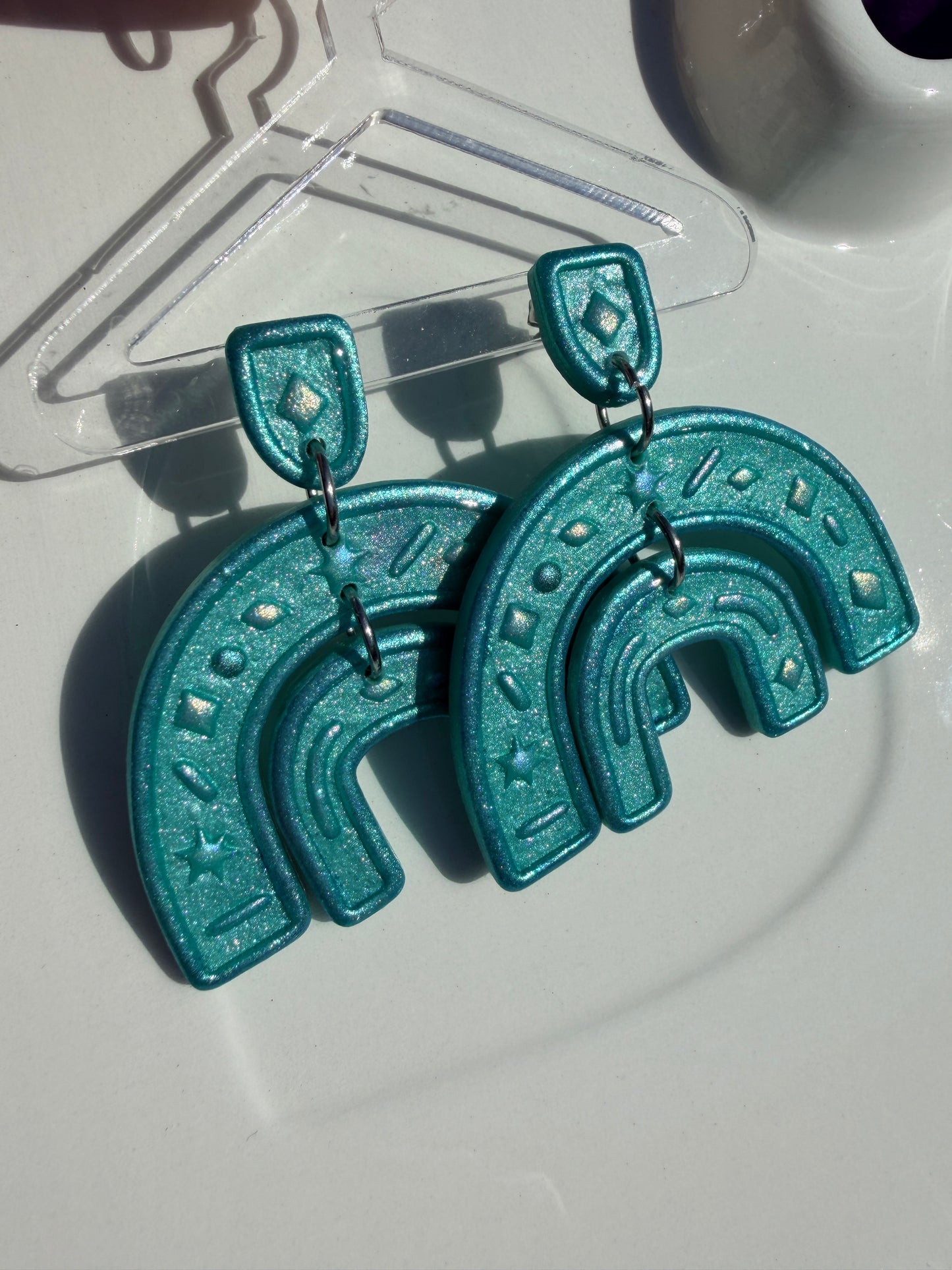 Dorthy Folk Arch Rainbow Earrings in Blue, Pink, Purple or Multi