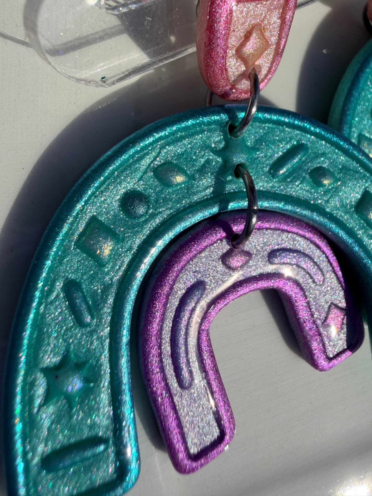 Dorthy Folk Arch Rainbow Earrings in Blue, Pink, Purple or Multi
