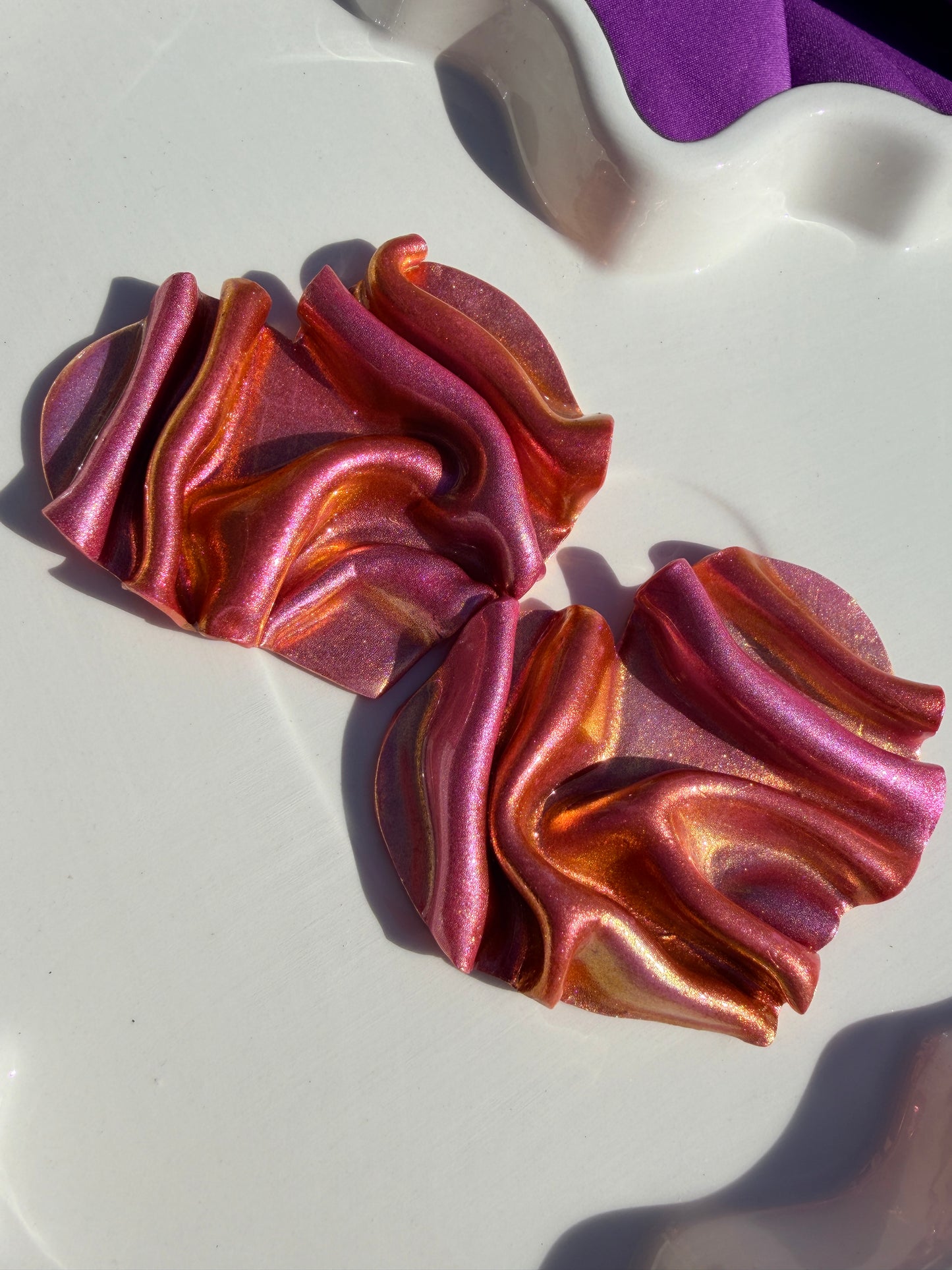 OOAK Wavy Hearts in Golden Pink Colorshift - XL