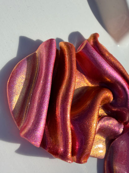 OOAK Wavy Hearts in Golden Pink Colorshift - XL