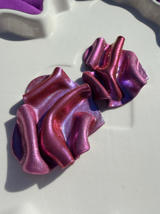 OOAK Wavy Hearts in Purple Colorshift