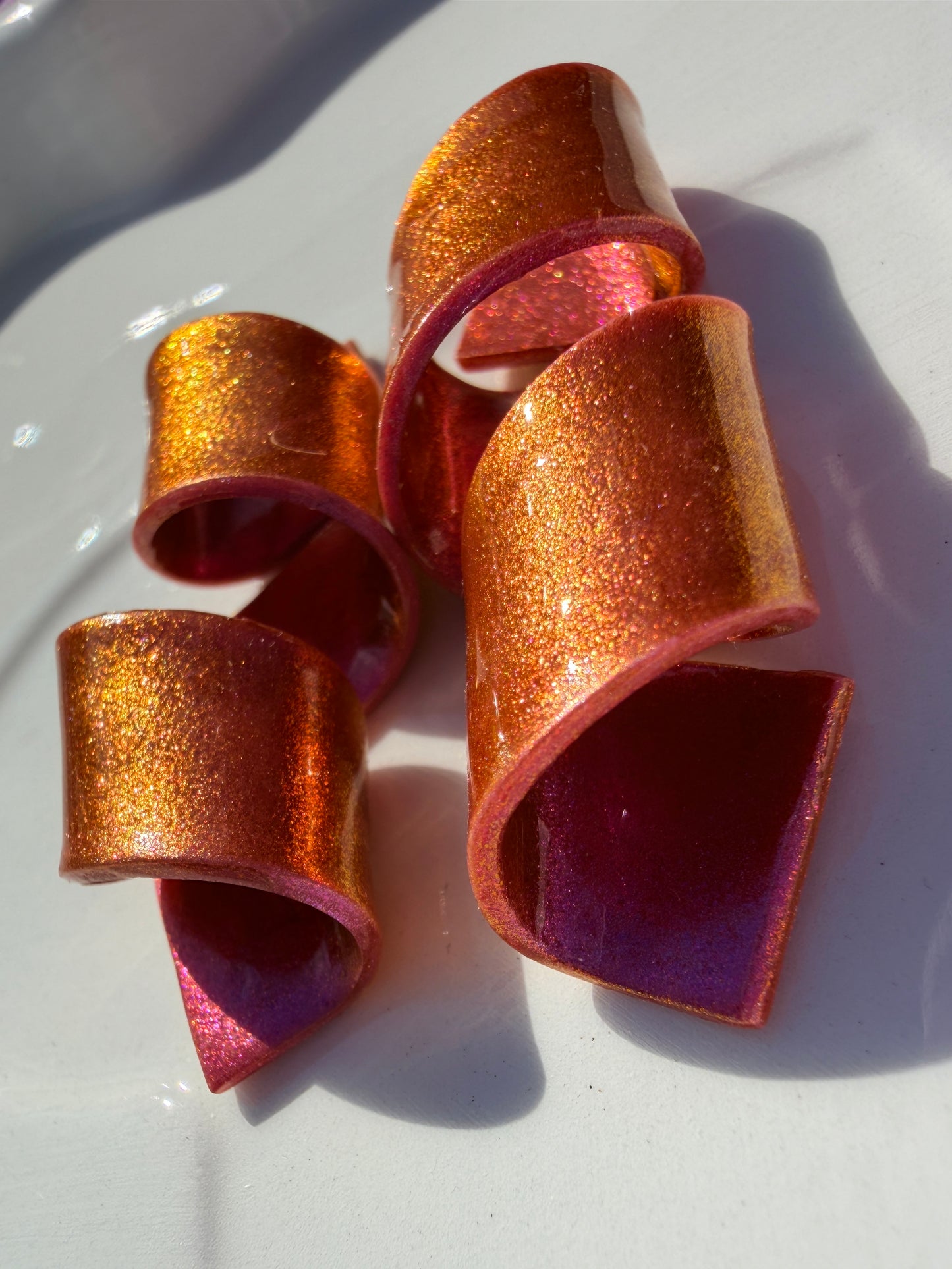 OOAK Ribbon Curl in Golden Pink Colorshift - M
