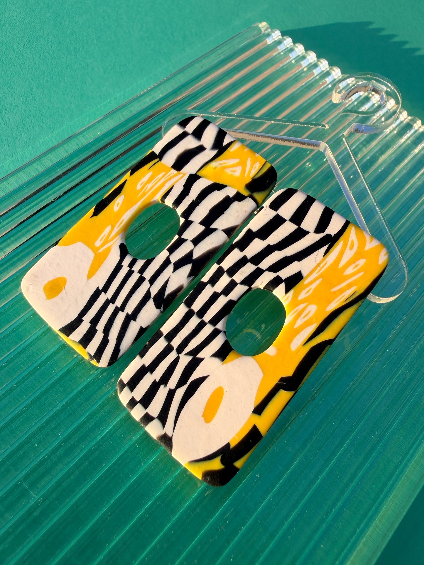 Stace Wonky Egg Checkerboard Statement Earrings