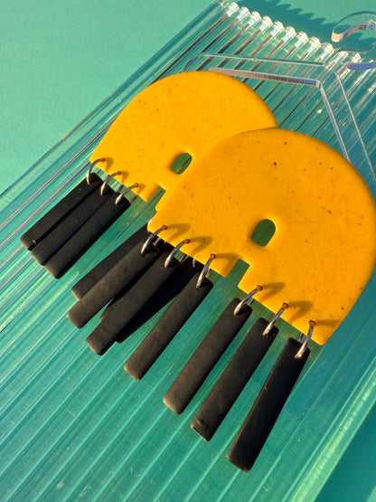 Alina Fringed Arches - Wonky Checkerboard or Scrambled Egg Statement Earrings