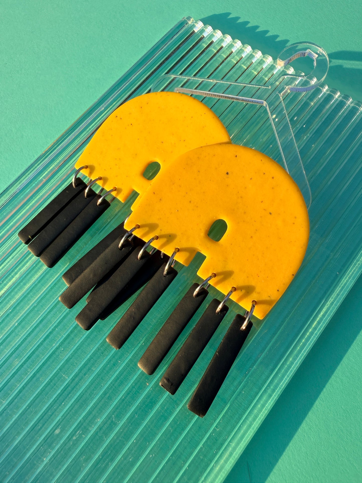 Alina Fringed Arches - Wonky Checkerboard or Scrambled Egg Statement Earrings