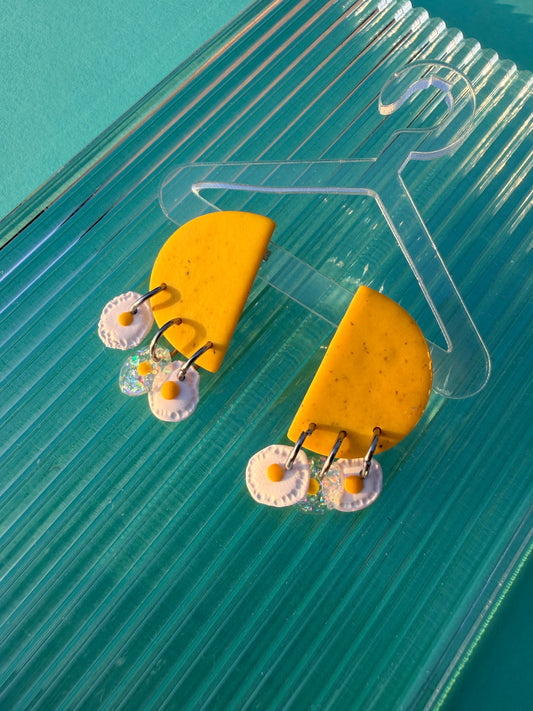 Dina Egg Fringe Half Circle Dainty Earrings