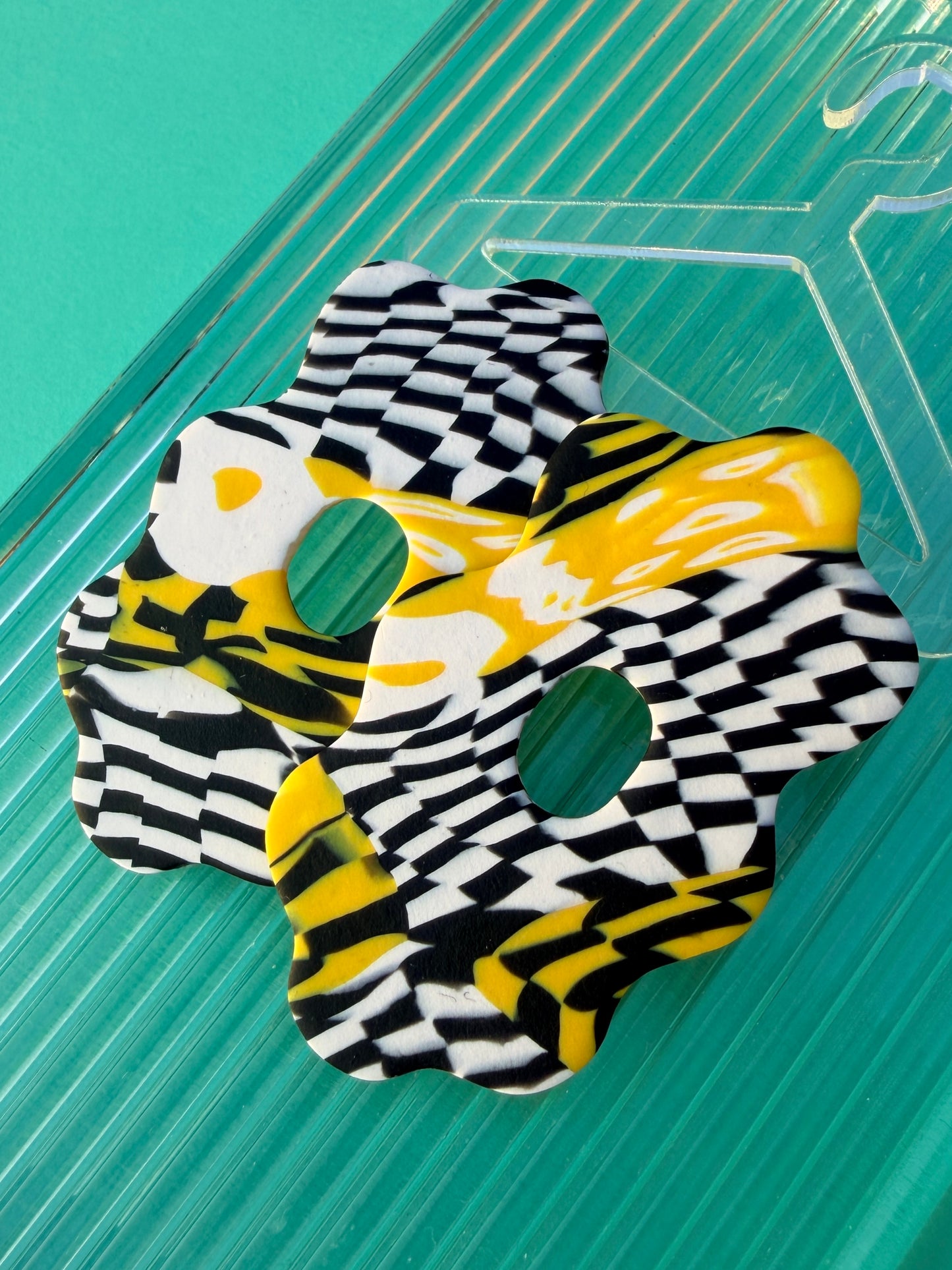 Lucy Wonky Egg Checkerboard Statement Earrings
