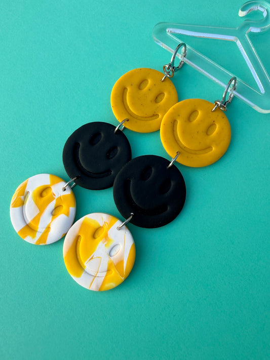 Happy, Happy, Happy Yellow & Black Statement Earrings