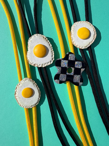 Bolo Ties - Egg & Holographic Checkerboard