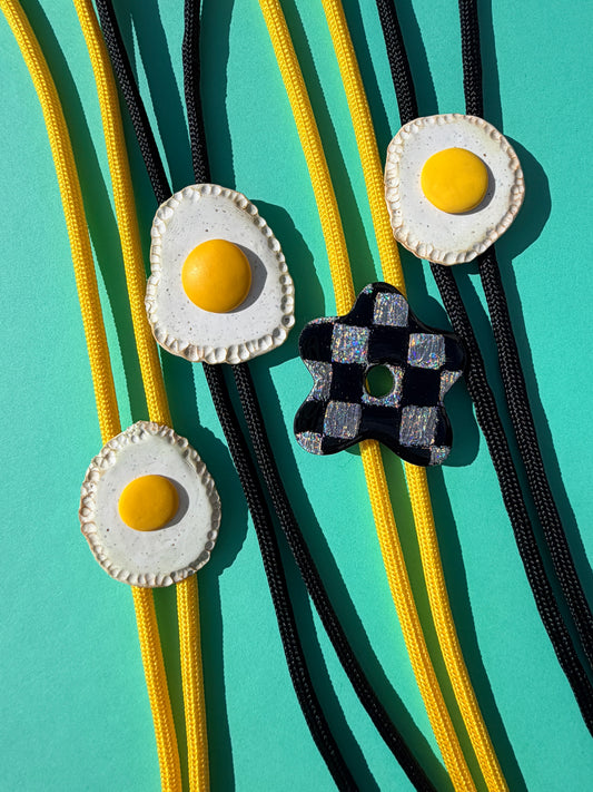 Bolo Ties - Egg & Holographic Checkerboard