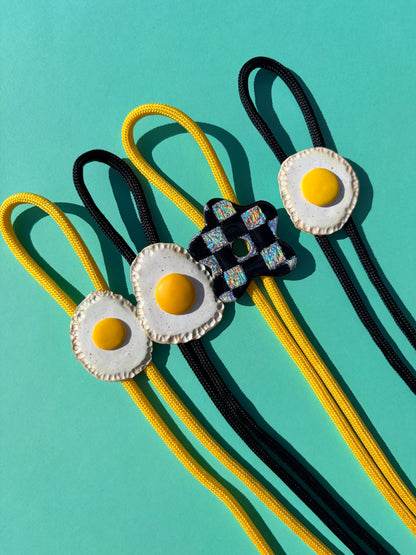 Bolo Ties - Egg & Holographic Checkerboard