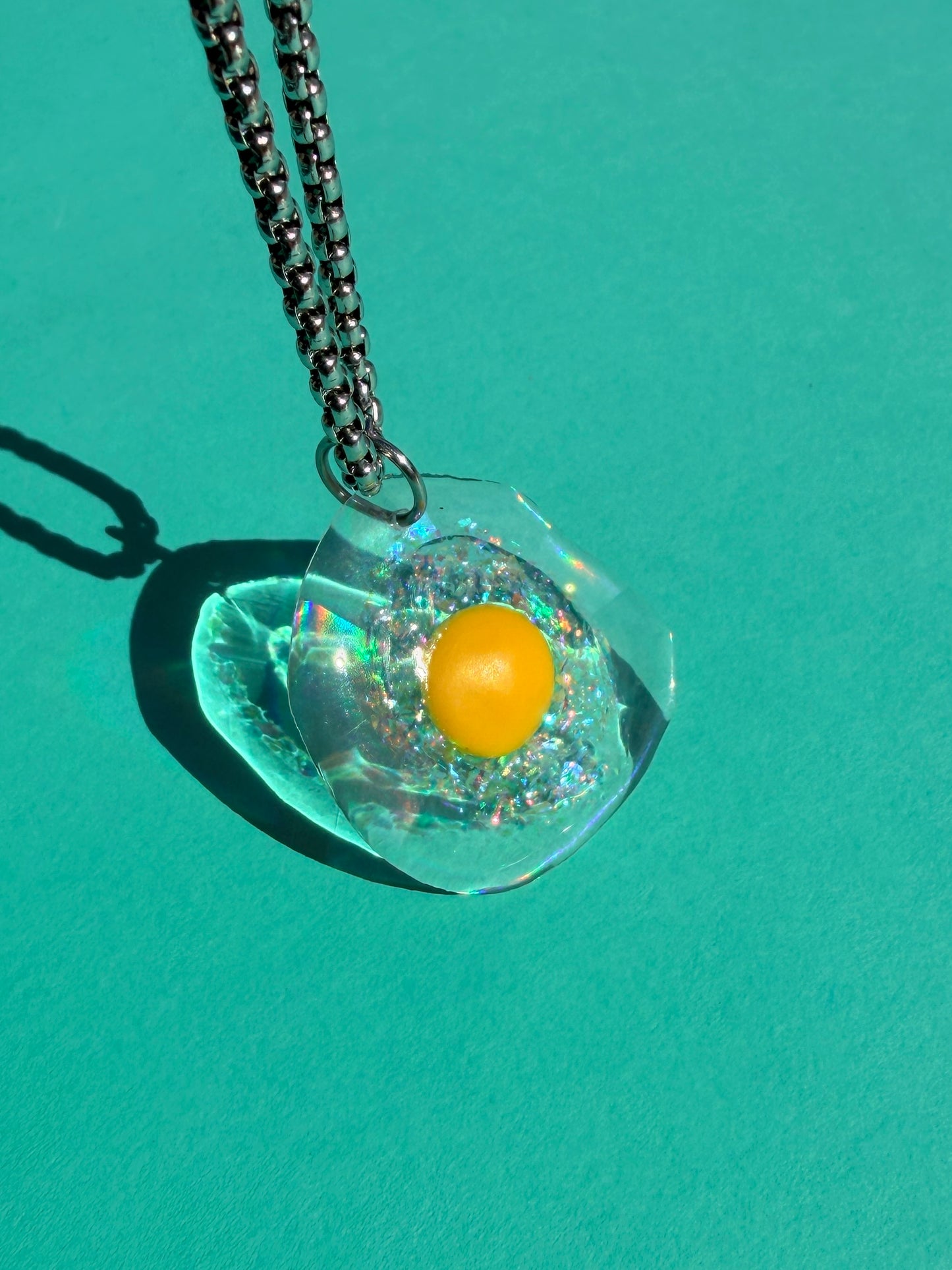 Ella Egg - Medium Iridescent Sparkly Egg Necklace