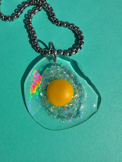 Ella Egg - Medium Iridescent Sparkly Egg Necklace
