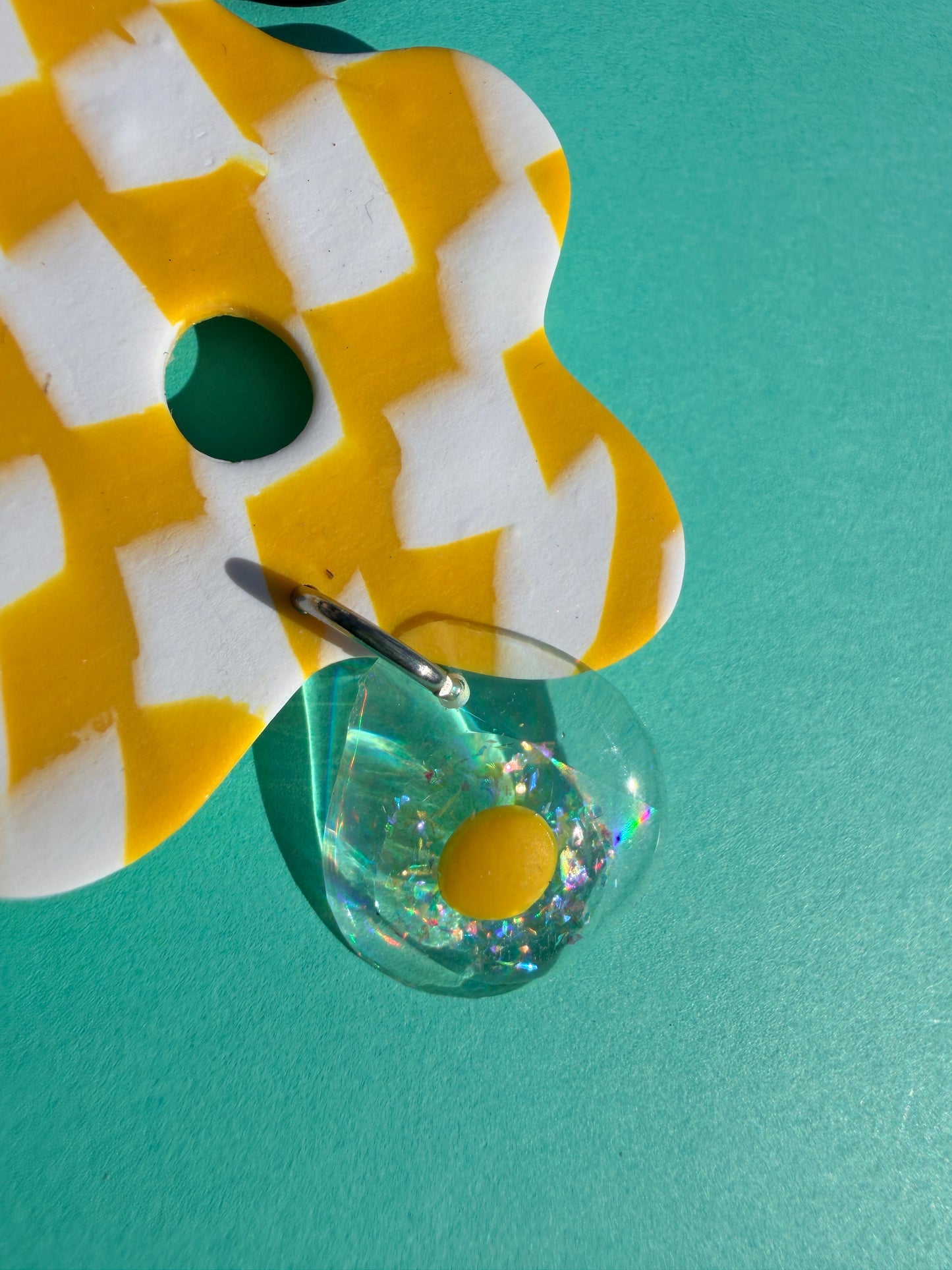 Flora + Eggs - Wonky Checkerboard Double Flower Statement Earrings