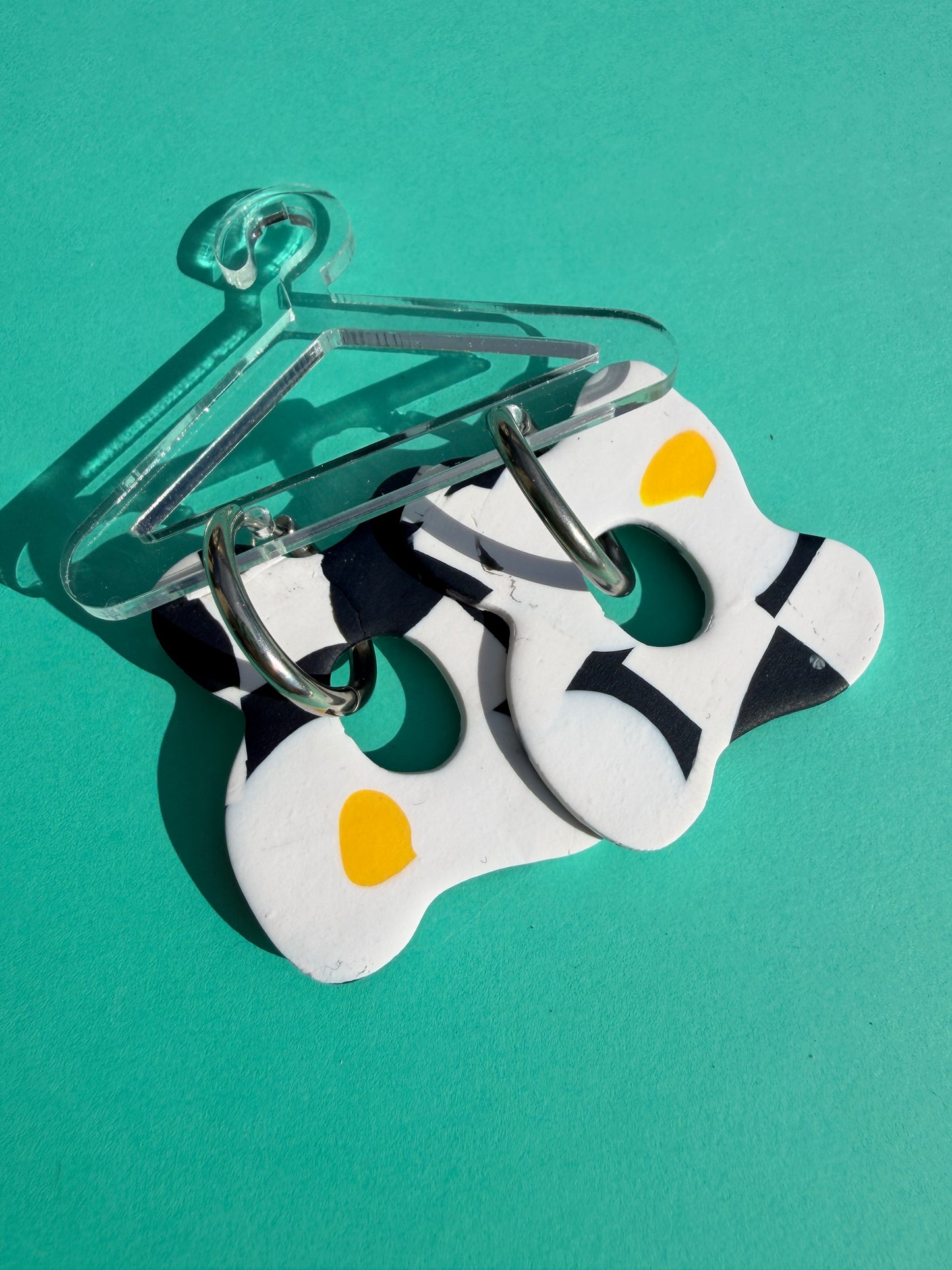 Aly Egg Style Yellow & Graphic Print Statement Earrings