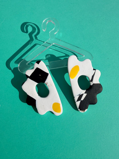 Amara Egg Style Yellow & Graphic Print Statement Earrings