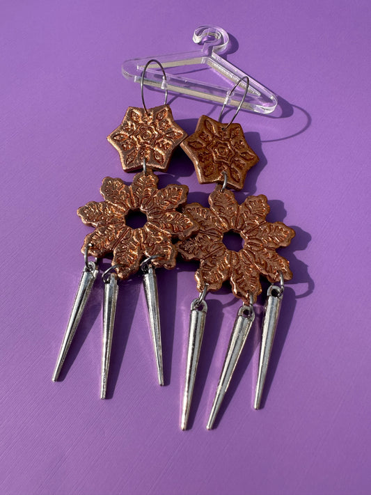 Patti in Radiant Copper - Faux Hammered Copper Spike Snowflake