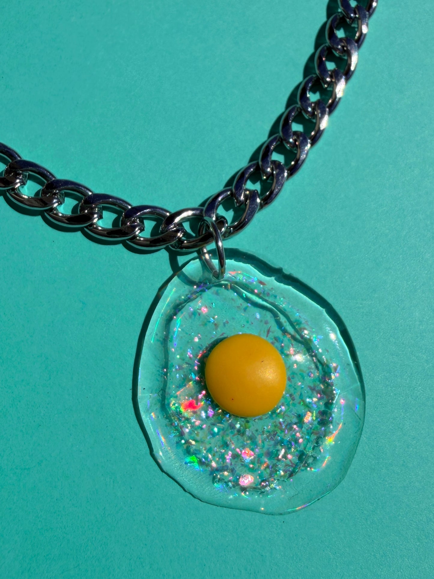 Ella Egg - Medium Iridescent Sparkly Egg Necklace