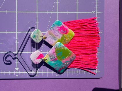 Fiona in Neon Rainbow Hand Painted Fringe Statement Earrings