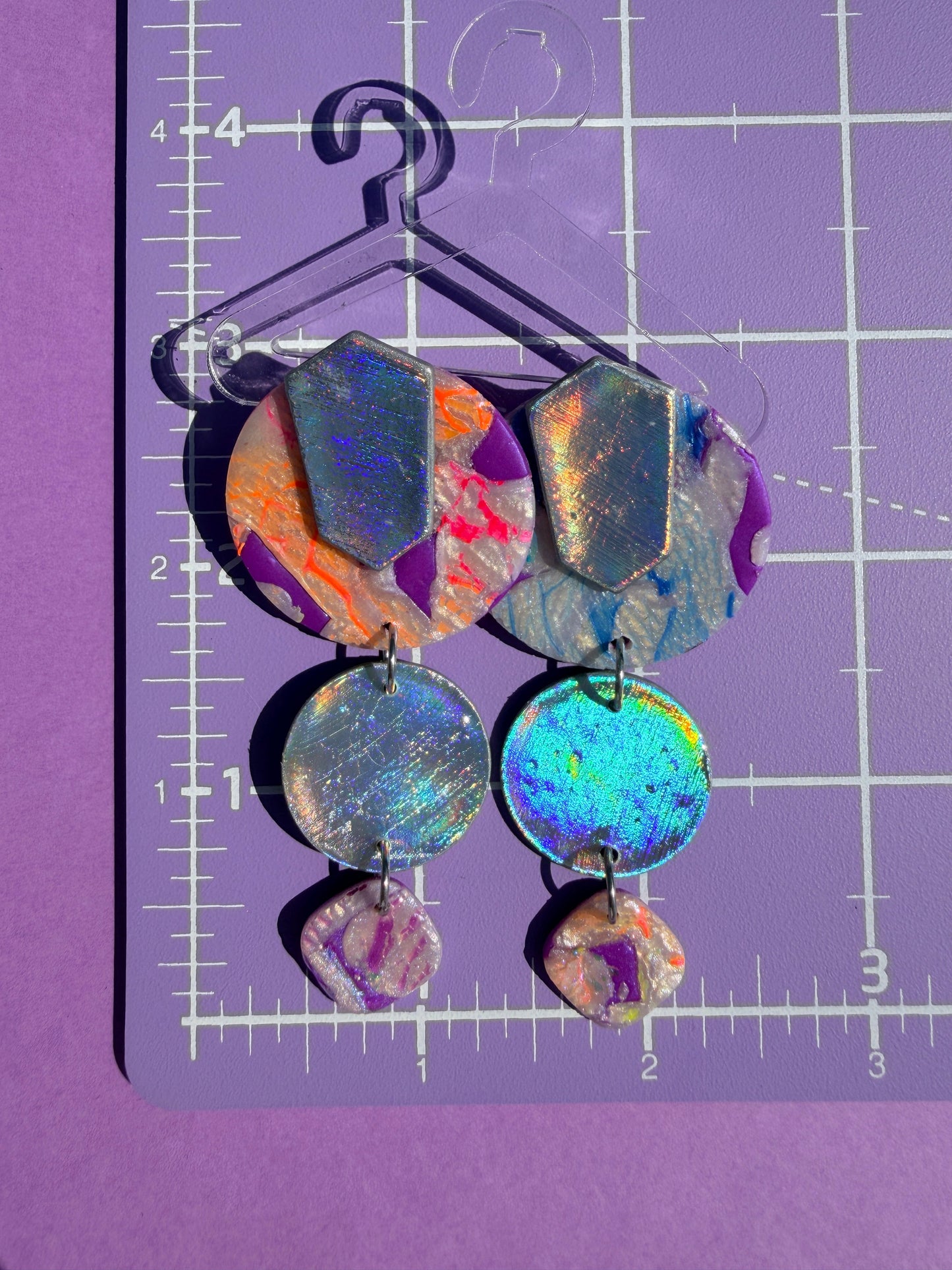 Jocelyn in Neon Rainbow Stacked Dangle Earrings