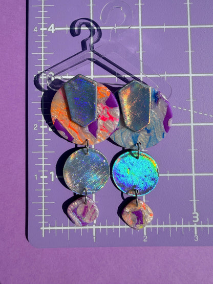 Jocelyn in Neon Rainbow Stacked Dangle Earrings