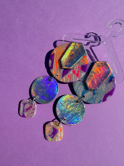 Jocelyn in Neon Rainbow Stacked Dangle Earrings