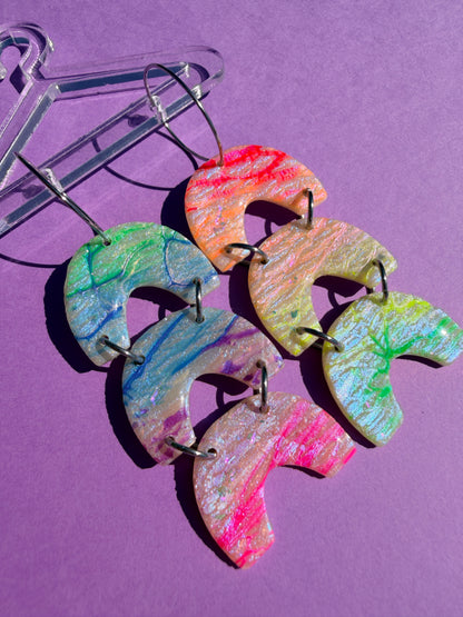 Triple Rainbow in Opal Rainbow - Iridescent Statement Earrings