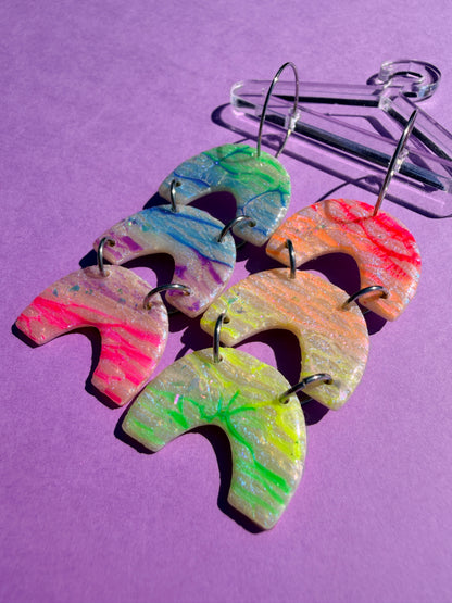 Triple Rainbow in Opal Rainbow - Iridescent Statement Earrings