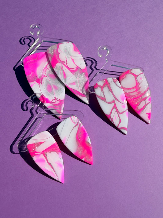 Millie Dagger in Pink &Silver Mokume Gane - Large, Medium or Small Earrings