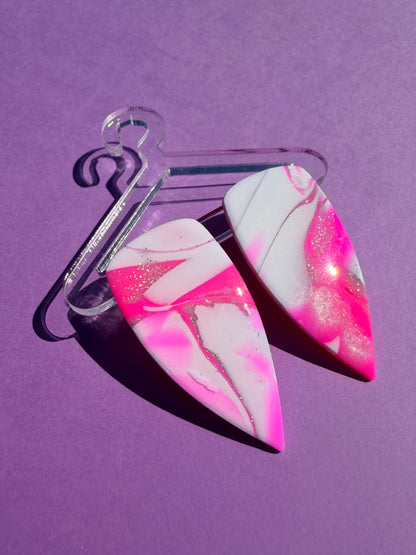 Millie Dagger in Pink &Silver Mokume Gane - Large, Medium or Small Earrings